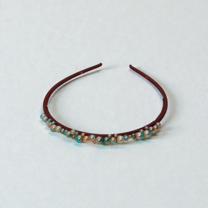 Holiday Bauble Headband for Girls – Elegant Christmas Hairband in Petrol Green, Navy Blue & Café au Lait