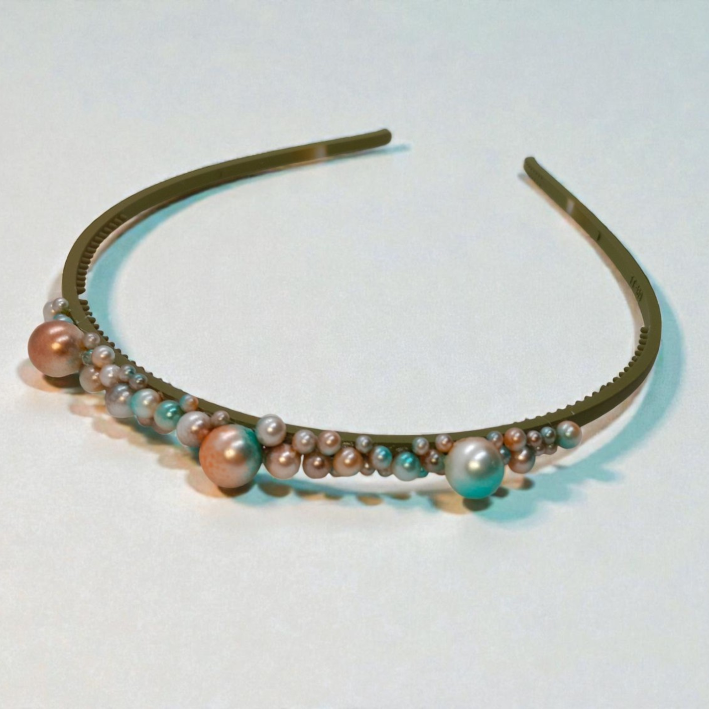 Holiday Bauble Headband for Girls – Elegant Christmas Hairband in Petrol Green, Navy Blue & Café au Lait