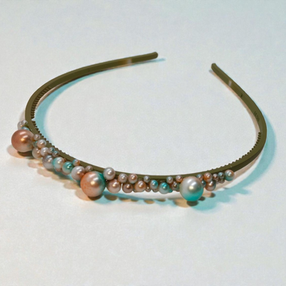 Holiday Bauble Headband for Girls – Elegant Christmas Hairband in Petrol Green, Navy Blue & Café au Lait