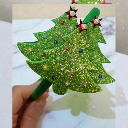 Stylish Girls’ Holiday Headband with Sparkling Christmas Trees – Festive Hair Fashion