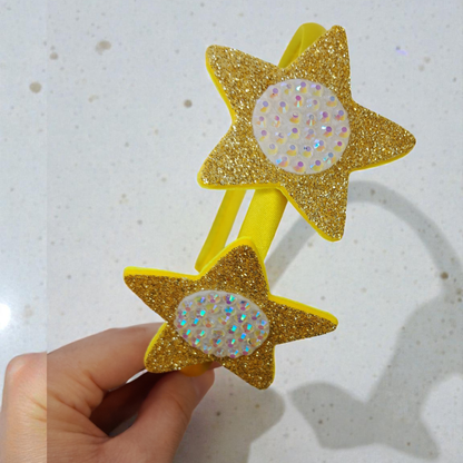 Little Girls’ Christmas Star Headband – Cute Yellow Holiday Hair Accessory