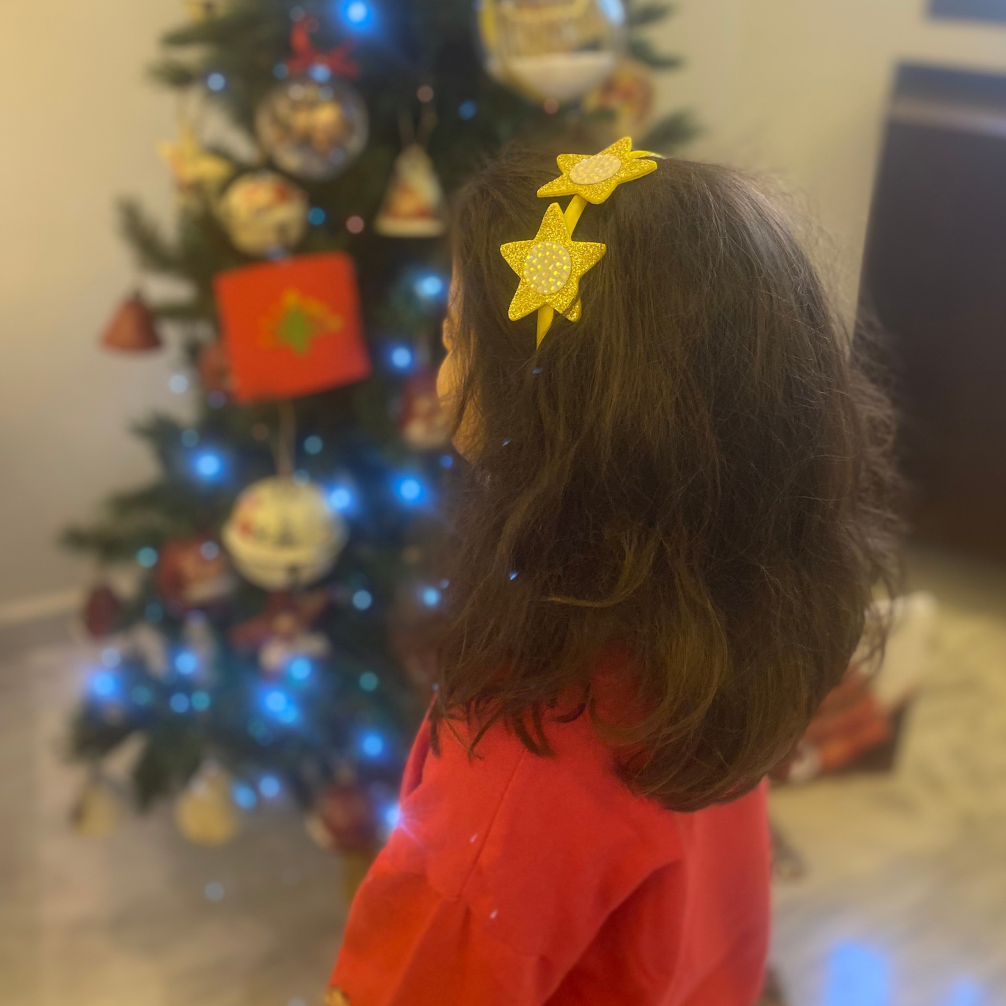 Little Girls’ Christmas Star Headband – Cute Yellow Holiday Hair Accessory