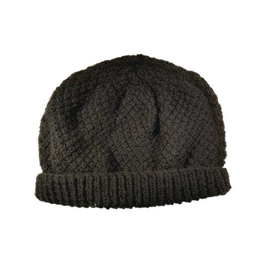 Classic Black Wool Beanie – Warm Ribbed Knit Winter Hat for Men and Women