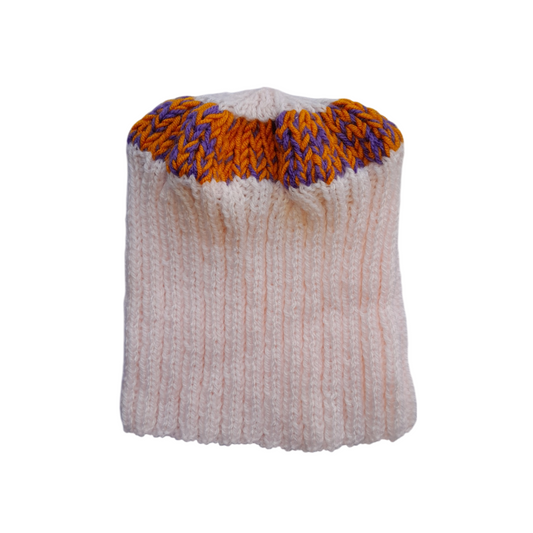 Pink Wool Beanie with Orange Top Ray for Toddlers – Cozy & Stylish Winter Hat