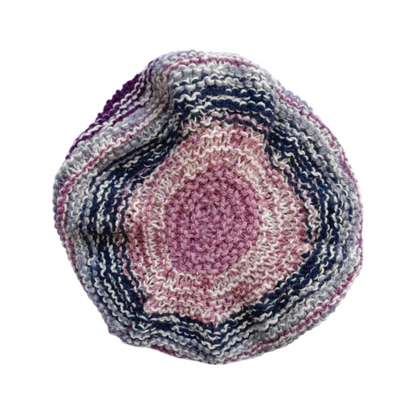 Women’s Stylish Wool Beret – Hand‑Knit Shades of Pink, Blue & Purple Winter Hat