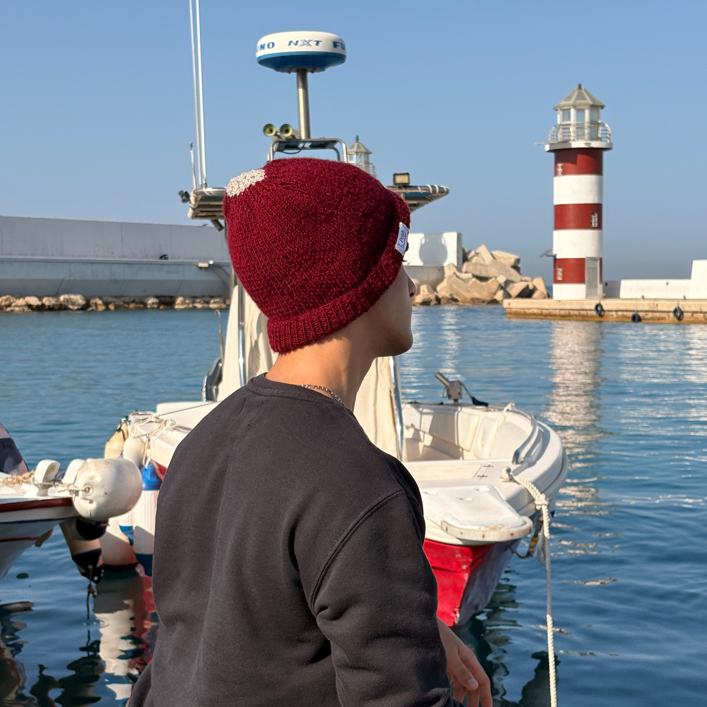 Unisex Handmade Wine Red Wool Beanie – Soft Warm Wool Hat for Men & Women