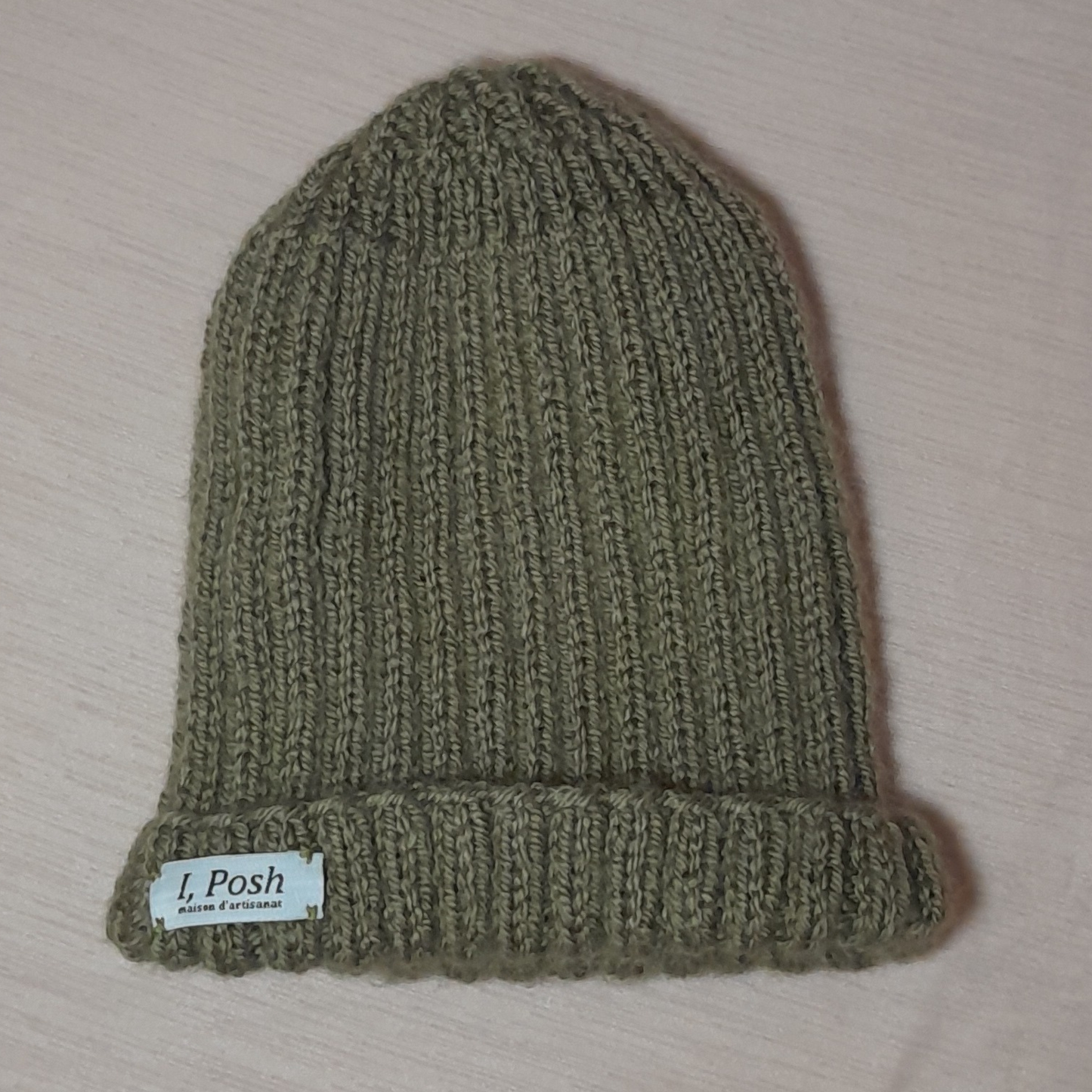 Minimalist Hazel Green Wool Beanie – Classic Handmade Winter Hat for Men & Women