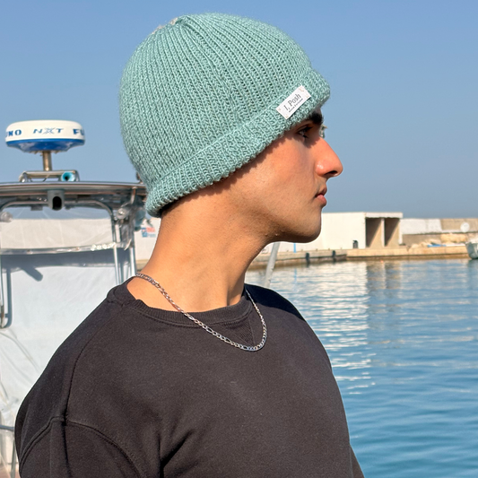 Classic Sky Blue Wool Beanie – Handmade Unisex Winter Cap for Women & Men
