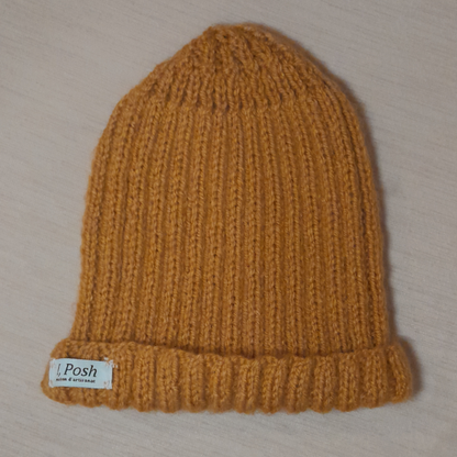 Mustard Yellow Wool Beanie – Handmade Unisex Classic Winter Beanie