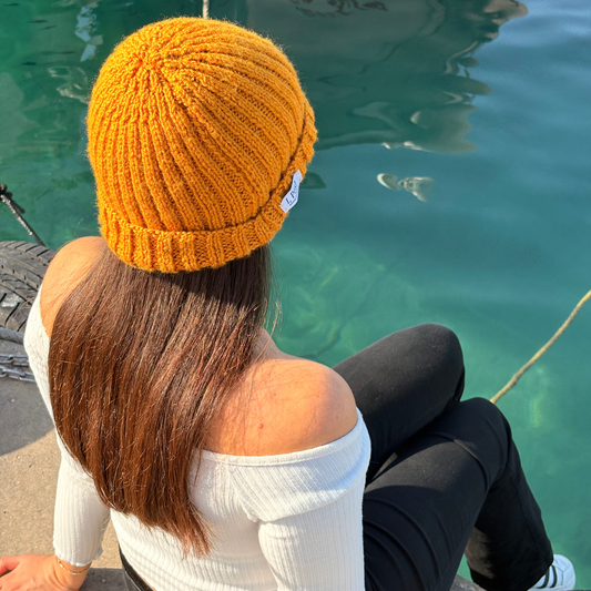 Mustard Yellow Wool Beanie – Handmade Unisex Classic Winter Beanie