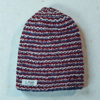 Children’s Christmas Wool Beanie – Handmade Blue, White and Red Holiday Hat