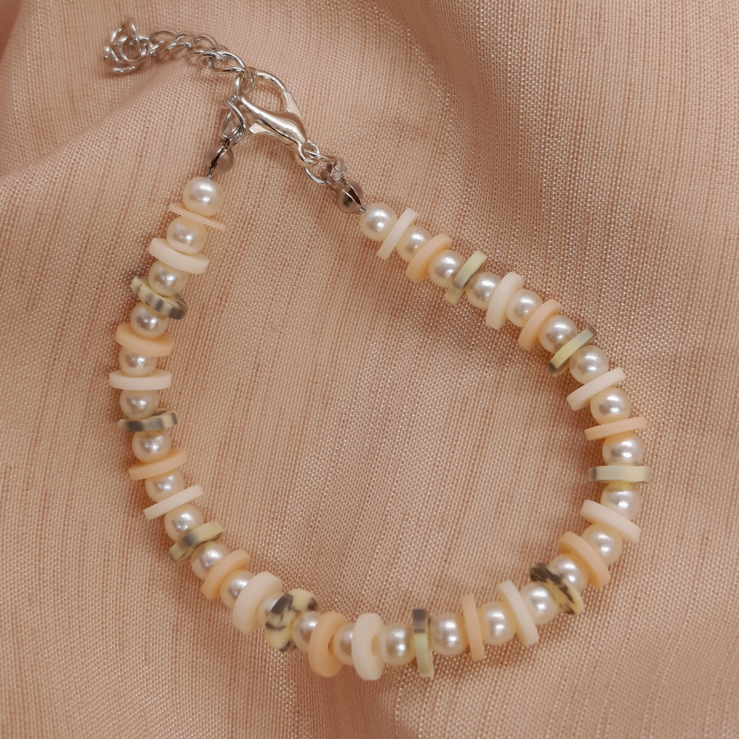 Luxury Handmade Faux Pearl & Spacer Bead Bracelet for Women – Elegant Designer Jewelry in Beige & Herb Green, Blue Salmon & Ivory, Beige Salmon & Boix de Rose