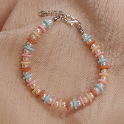 Luxury Handmade Faux Pearl & Spacer Bead Bracelet for Women – Elegant Designer Jewelry in Beige & Herb Green, Blue Salmon & Ivory, Beige Salmon & Boix de Rose