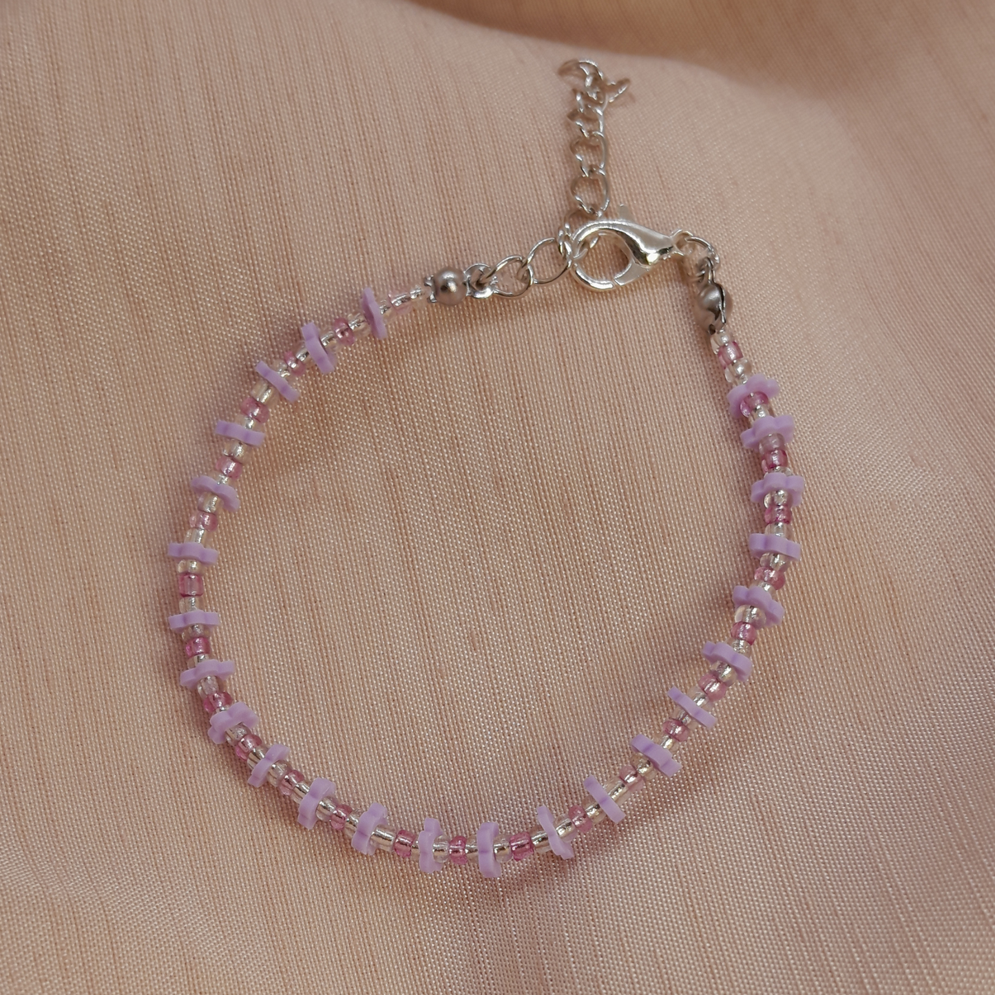 Minimalist Spring Bracelet for Ladies – Handmade Beads in Yellow & Lavender