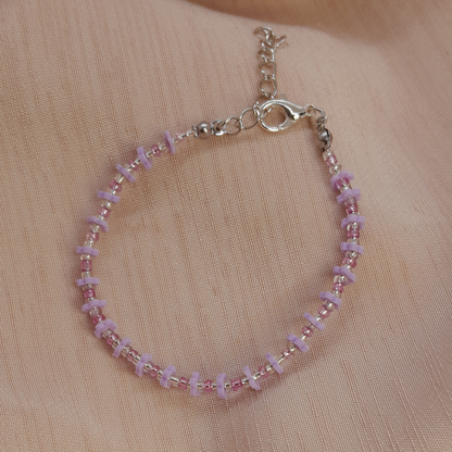 Minimalist Spring Bracelet for Ladies – Handmade Beads in Yellow & Lavender