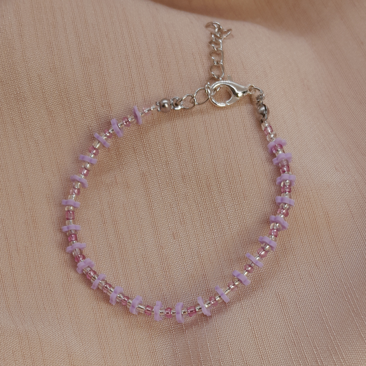 Minimalist Spring Bracelet for Ladies – Handmade Beads in Yellow & Lavender