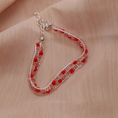 Bold & Beautiful 3-Thread Bracelet with Sparkling Red and Reddish Transparent Beads – For Girls and Women