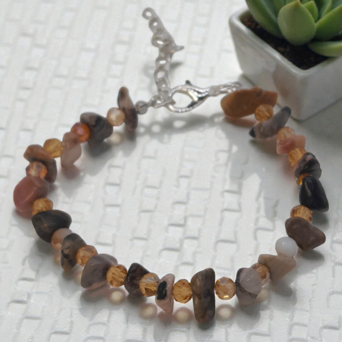 Natural Oily Green Stone Bead Bracelet for Women – Boho Chic Jewelry