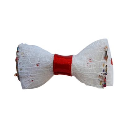 White Jute & Satin Hair Bow – Rustic-Chic Accessory for Girls & Women