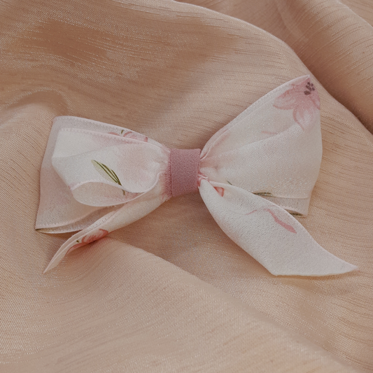 Chic Handmade Ivory Lace Hair Pin – Floral Embroidered Mesh Ribbon Clip for Girls