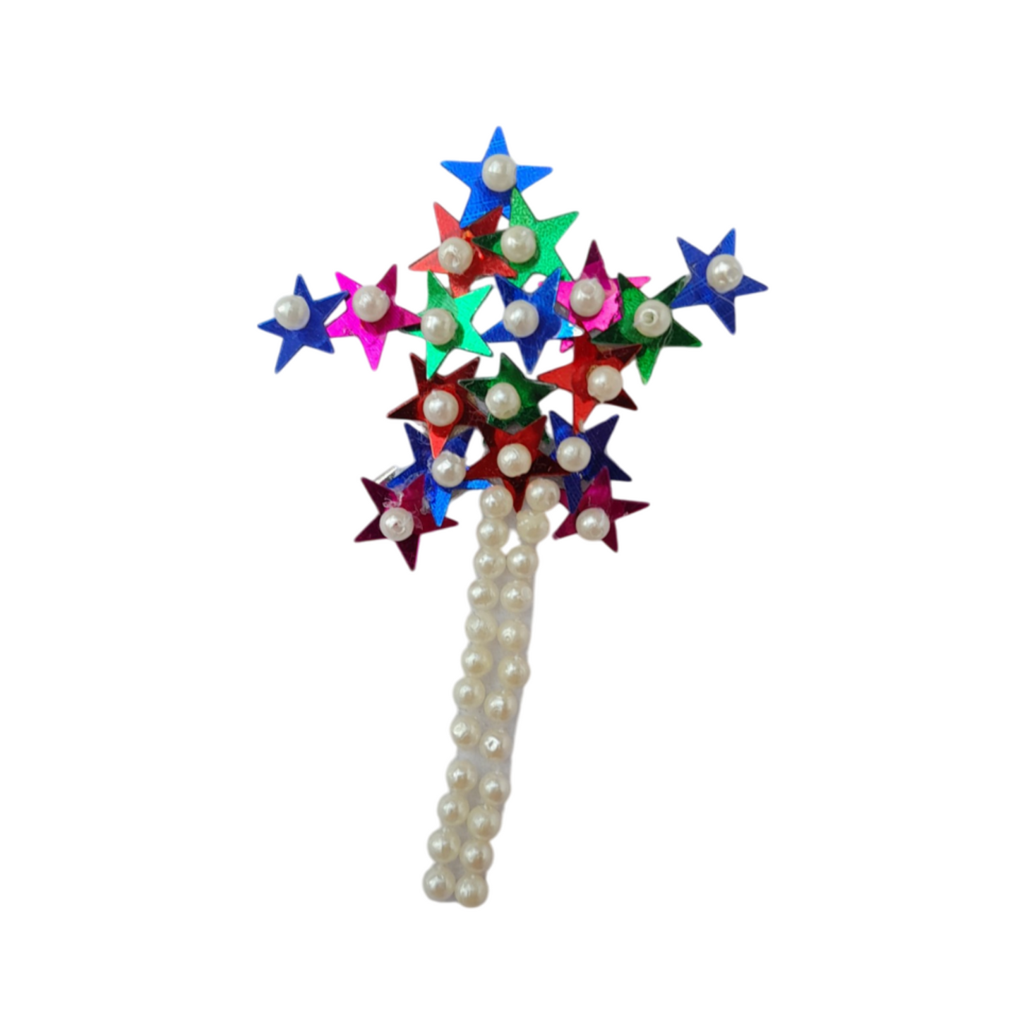 Festive Magic Wand Hair Clip for Girls – Sequin Star Barrette with Ribbons