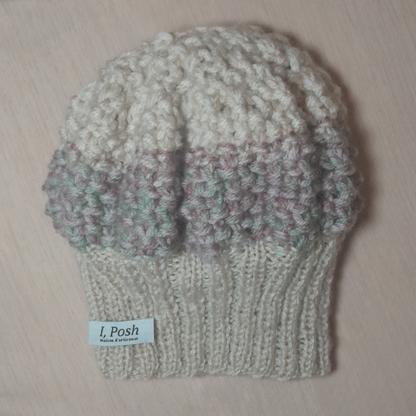 Luxury Handmade Girls Wool Beret and Scarf – Champagne, Beige, Rose & Pistachio Green | Refined Winter Style