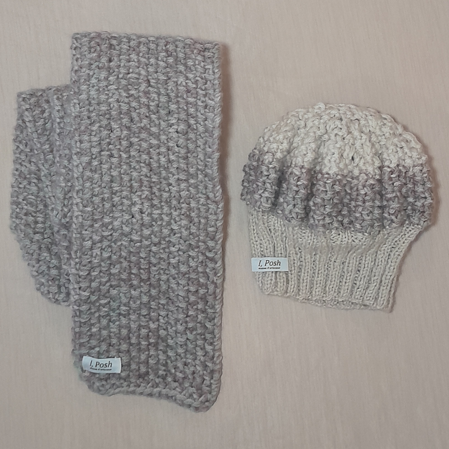 Luxury Handmade Girls Wool Beret and Scarf – Champagne, Beige, Rose & Pistachio Green | Refined Winter Style