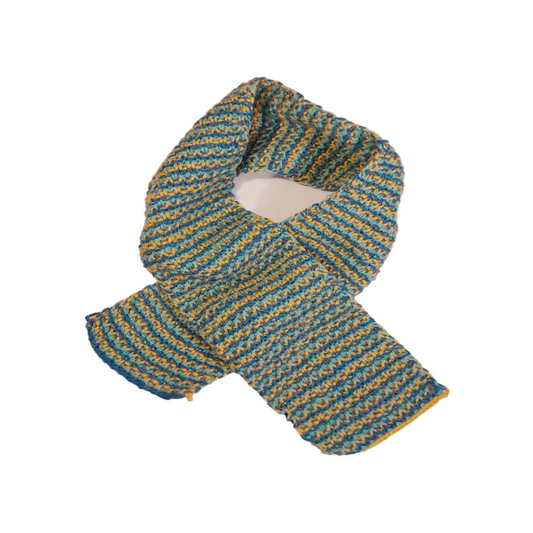 Baby Blue & Yellow Wool Scarf – Handcrafted Soft Winter Winter Accessory