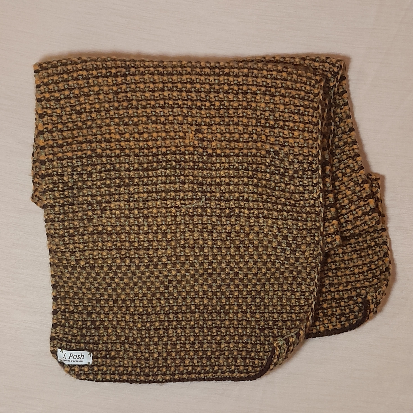 Luxury Handmade Wool Scarf – Lentil Seed Knit Design in Natural Earthy Colors for Women