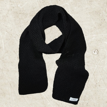 Classic Handmade Black Wool Scarf for Men – Luxury Winter Essential, Timeless Elegant Style