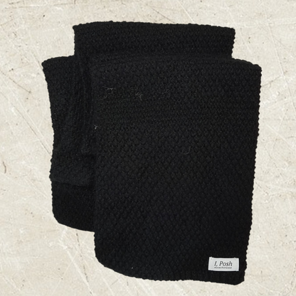 Classic Handmade Black Wool Scarf for Men – Luxury Winter Essential, Timeless Elegant Style
