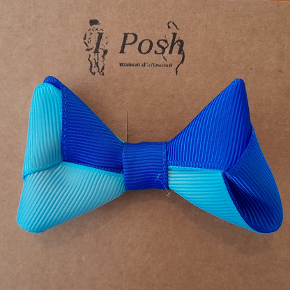 Dual-Tone Blue Grosgrain Bow Hair Clip