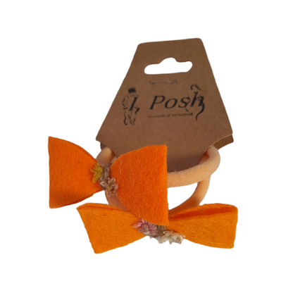 Girls’ Handmade Hair Ties with Felt Bows – Set of 2 Matching Elastics in Assorted Colors