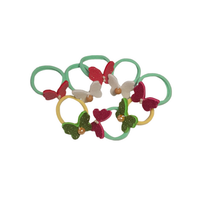 Set of 4 Butterfly Hair Ties for Girls – Handmade Colorful Elastic Bands in Matching Pairs