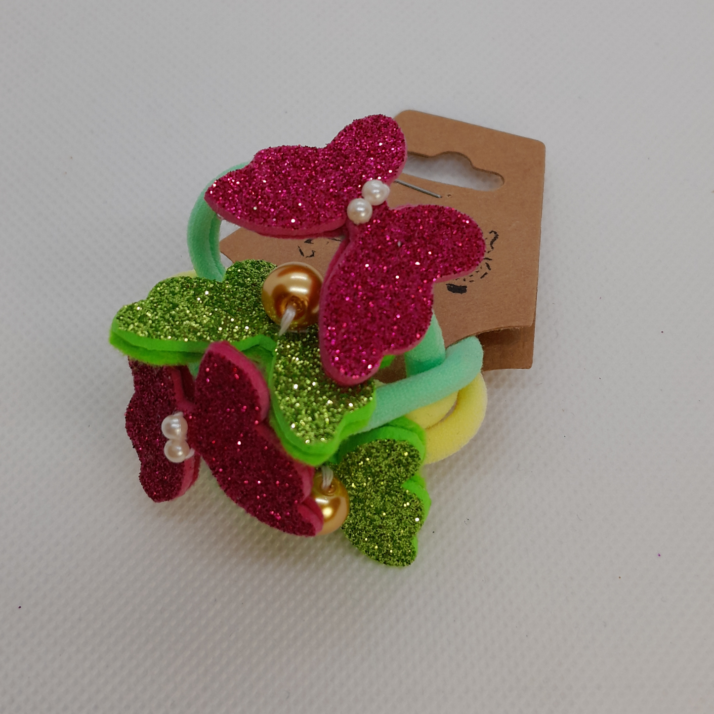 Set of 4 Butterfly Hair Ties for Girls – Handmade Colorful Elastic Bands in Matching Pairs