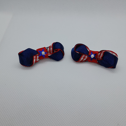 Festive Navy Satin Bow Hair Clips – Christmas Pair for Girls’ Holiday Outfits